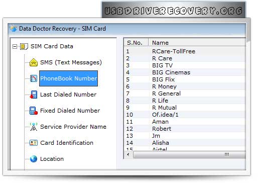 Screenshot of Sim Card Data Recovery