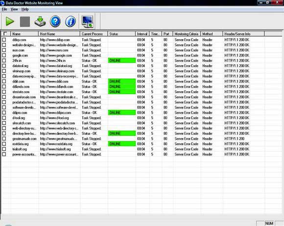 Screenshot of Web Site Monitoring Utility