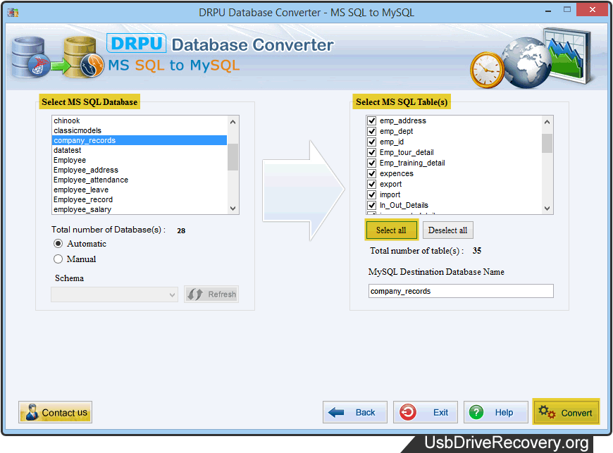 MSSQL to MySQL Database Converter 